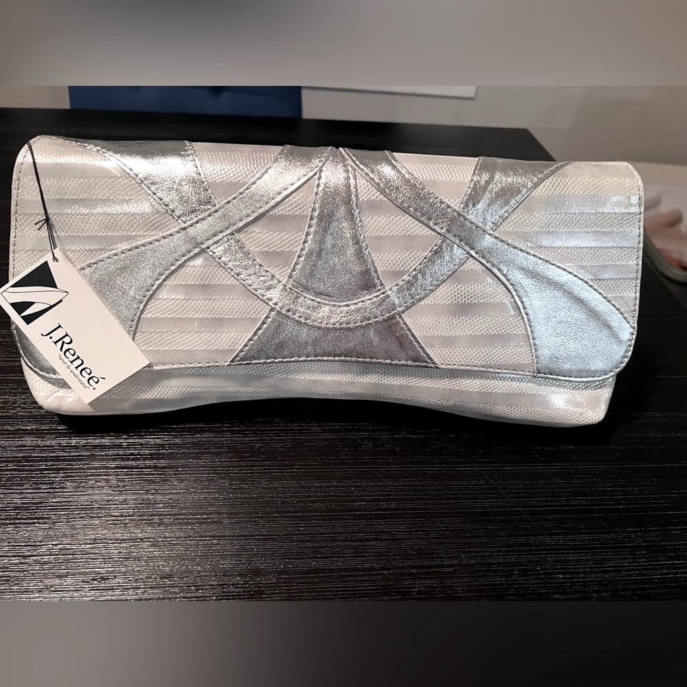 NWT J.Renee Silver Evening Bag